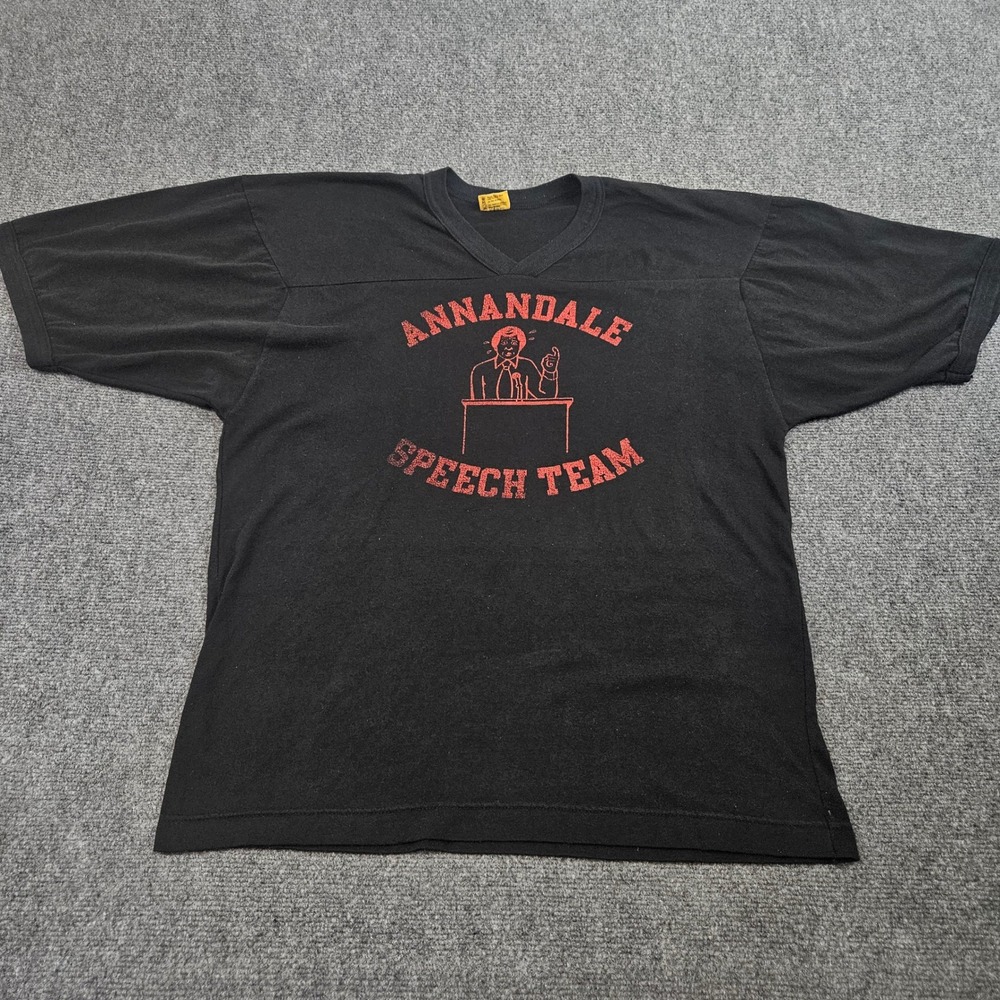 Vintage Annandale Speech Team Tee Mens XL Black Red Minnesota 90s Double Stitch